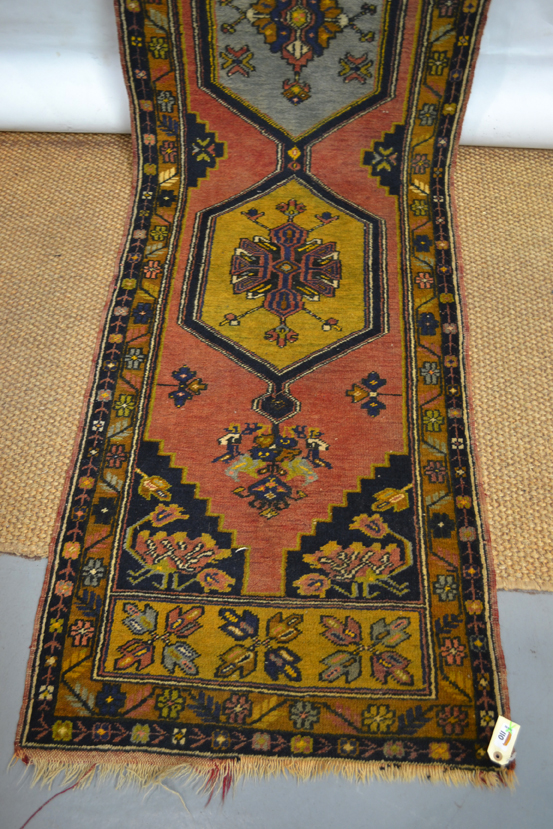 Anatolian runner, probably west Anatolia, circa 1930s 12ft. 10in. x 2ft. 6in. 3.90m. x 0.76m. Slight - Image 2 of 4