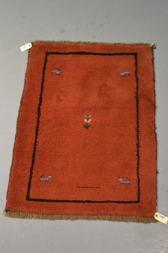 Five small red field Persian gabbehs, Fars area, south west Persia, 20th century. Some surface - Image 2 of 6