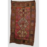 Kurdish rug, north west Persia, 20th century, 7ft. 4in. x 4ft. 4in. 2.24m. x 1.32m. Overall wear