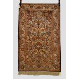 Kashmiri silk souf prayer rug, north India, second half 20th century, 5ft. x 3ft. 1in. 1.52m. x 0.