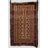Baluchi camel field prayer rug, Khorasan, north east Persia, early 20th century, 5ft. x 3ft. 3in.