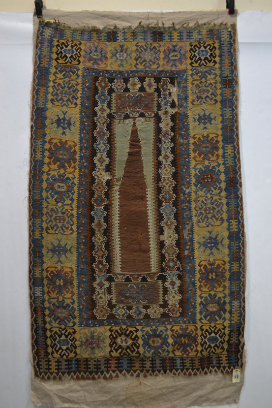 Konya prayer kelim, central Anatolia, second half 19th century, 5ft. 4in. x 3ft. 4in. 1.63m. x 1.