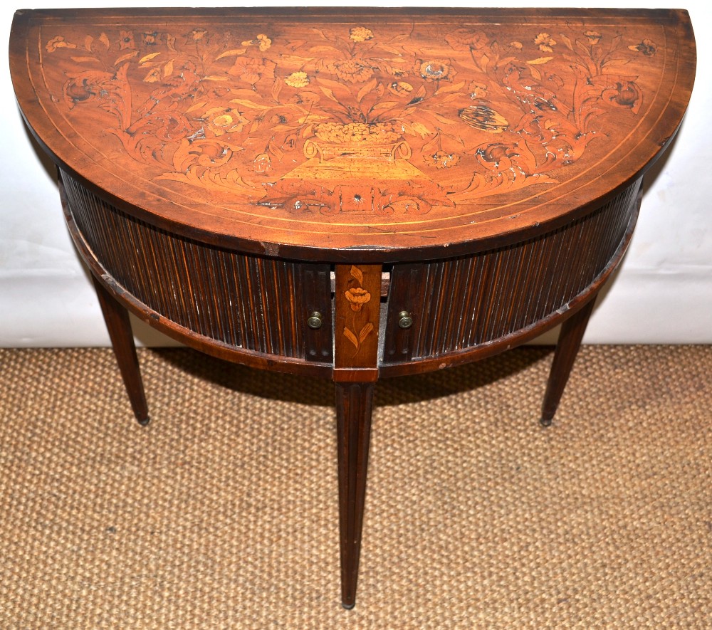 An early nineteenth century Dutch marquetry elliptical card table, veneered in walnut and inlaid - Image 2 of 2