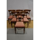 A set of six early Victorian mahogany side chairs, the backs with foliage carved rails and carved