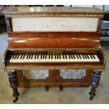 A William IV faded mahogany veneered cased upright piano forte by Collard and Collard of London,
