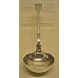 A Victorian Queens husk pattern soup ladle, engraved a crest, having a circular bowl. Maker George