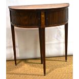 An early nineteenth century Dutch marquetry elliptical card table, veneered in walnut and inlaid