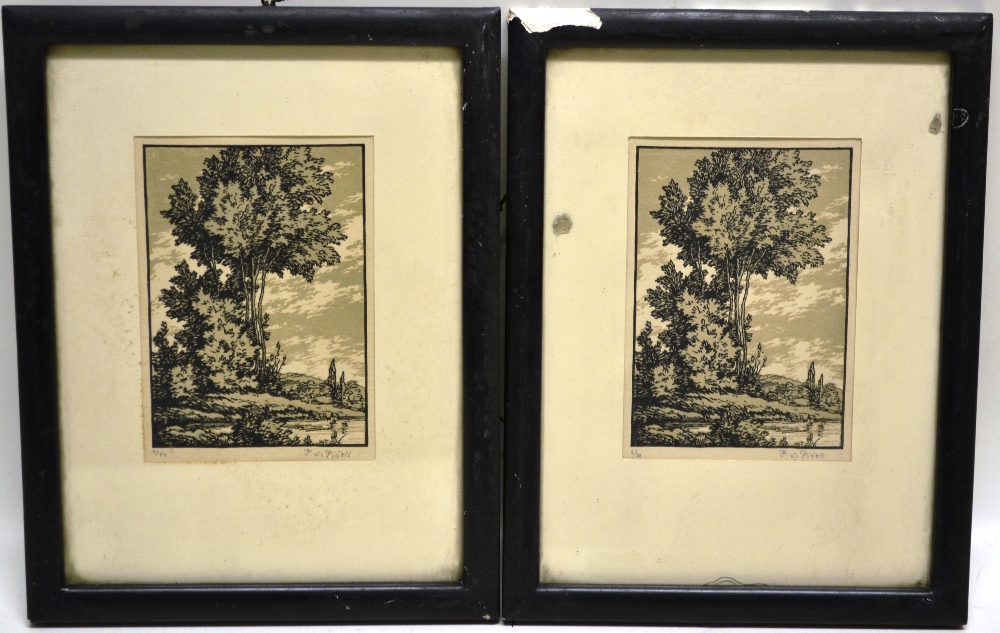 P de Piddoll, three black and white etchings of trees numbered and signed. 5in (13cm) x 3.5in (9cm), - Image 2 of 3