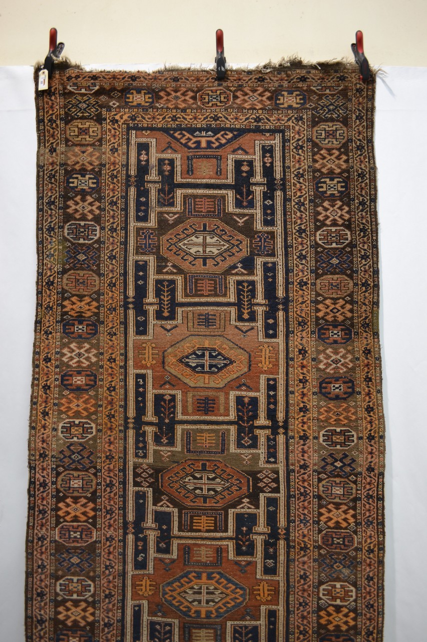 Kurdish runner, north west Persia, circa 1920s, 11ft. 7in. x 3ft. 9in. 3.53m. x 1.14m. Overall - Image 6 of 8