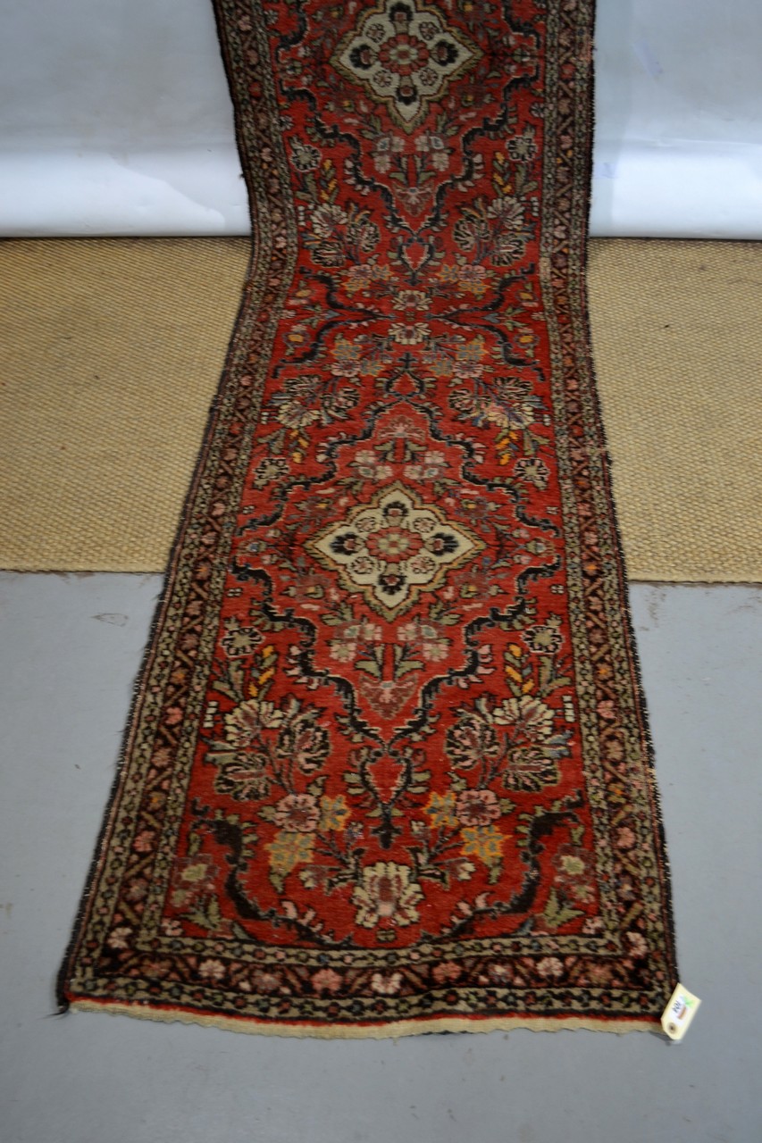 Hamadan runner, north west Persia, circa 1930s, 14ft. 7in. x 2ft. 9in. 4.45m. x 0.84m. Some areas of - Image 4 of 6