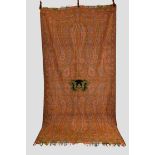 Long wool shawl, France, last quarter 19th century, 129in. x 67in. 328cm. x 170cm. Finely woven of