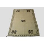 Four Anatolian cream ground flatweaves, all modern and all embroidered with flowers: the first