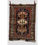 Fars village rug, south west Persia, circa 1920s, 4ft. 5in. x 3ft. 5in. 1.35m. x 1.04m. Note the