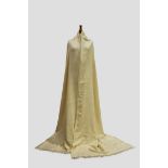 Very fine and exquisitely light plain cream silken Kashmir shawl, 19th or 20th century, 142in. x