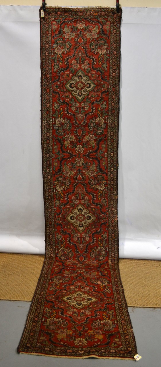Hamadan runner, north west Persia, circa 1930s, 14ft. 7in. x 2ft. 9in. 4.45m. x 0.84m. Some areas of - Image 2 of 6