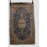 Part silk Nain rug, central Persia, mid-20th century, 6ft. 2in. x 3ft. 9in. 1.88m. x 1.14m. Slight