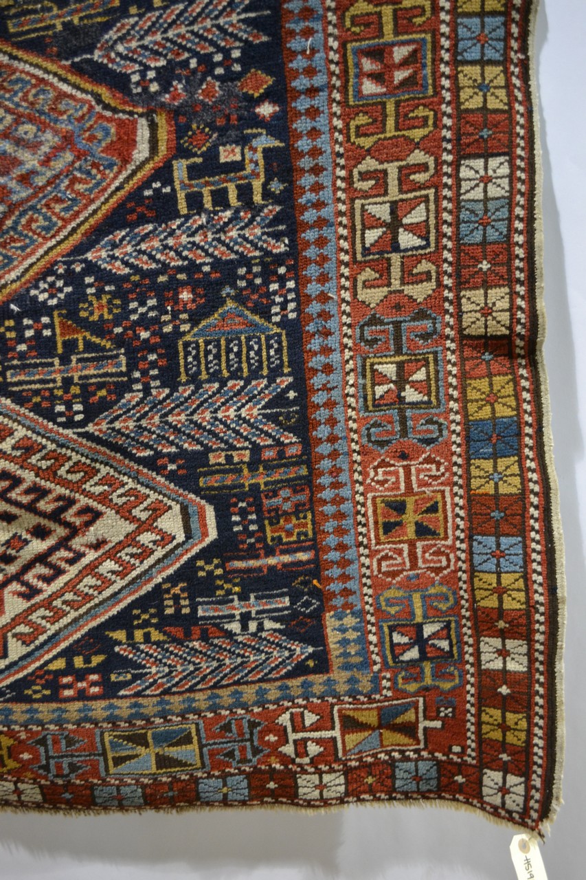 Shirvan rug of hexagonal column design, south east Caucasus, late 19th/early 20th century, 6ft. 2in. - Image 3 of 4