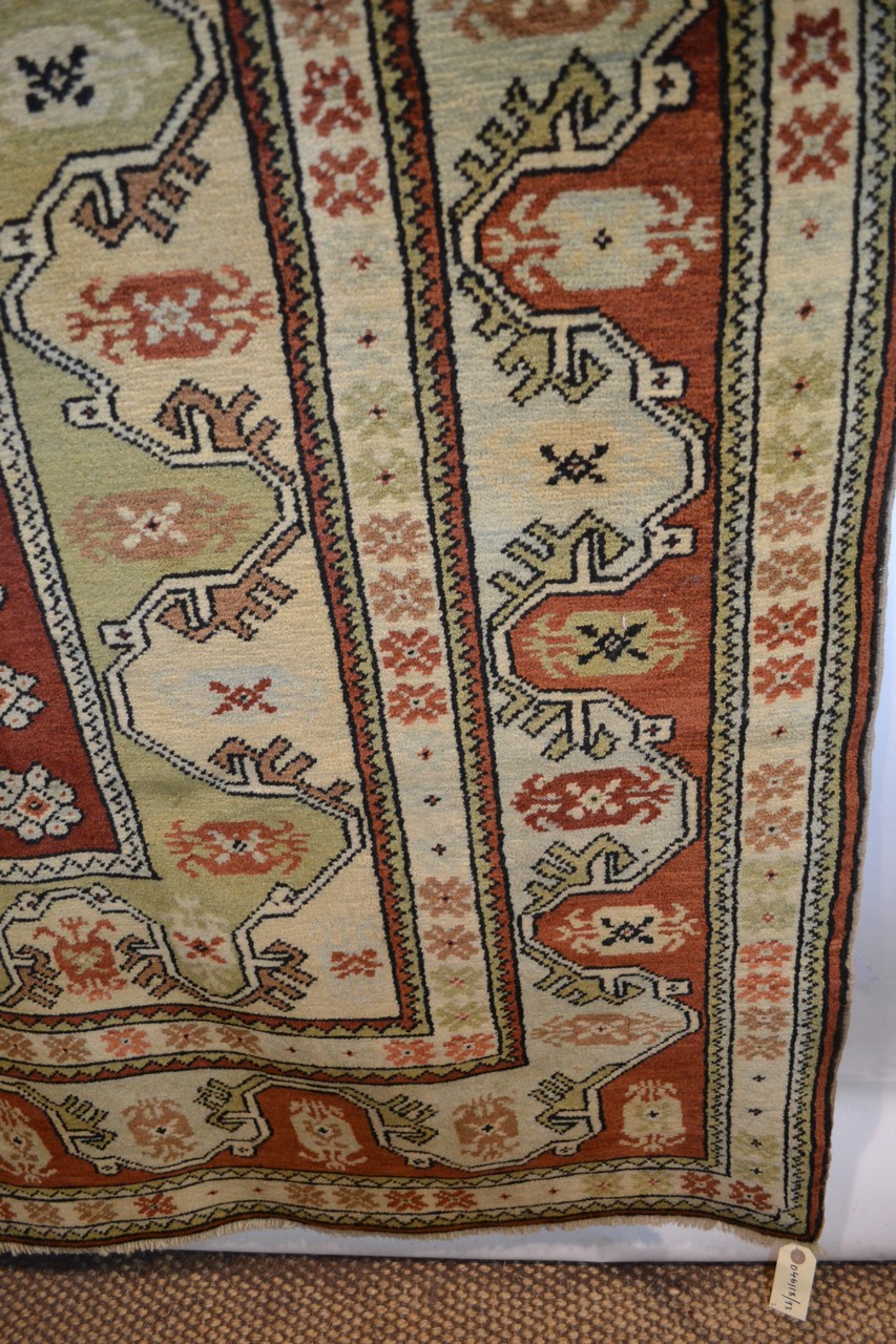 Melas rug, west Anatolia, modern, very narrow red field with central row of rosettes and multiple - Image 6 of 8