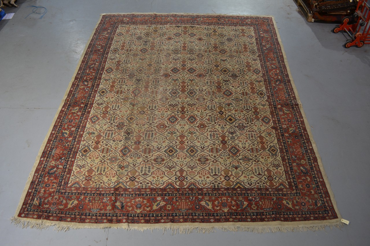 Sparta ivory lattice field carpet, south west Anatolia, circa 1920s, 12ft. 9in. x 10ft. 2in. 3. - Image 2 of 6