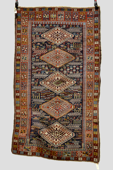Shirvan rug of hexagonal column design, south east Caucasus, late 19th/early 20th century, 6ft. 2in.