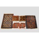 Group of six weavings, comprising: Hamadan mat, north west Persia, about 1930s 3ft. x 2ft. 11in. 0.