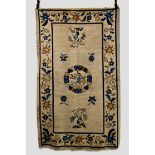 Ninxia rug, north west China, circa 1930s-40s, 6ft. 8in. x 4ft. 2.03m. x 1.22m. Central medallion of