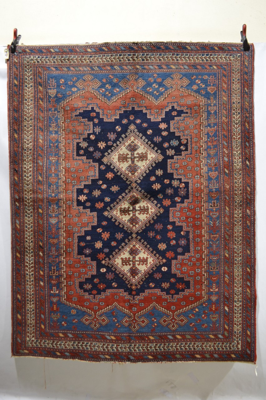 Afshar rug, Sirjan valley, Kerman area, south west Persia, about 1930s-40s, 6ft. 11in. x 5ft. 5in. - Image 2 of 4