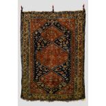 Fars rug, south west Persia, about 1930s, 6ft. 10in. x 5ft. 1in. 2.08m. x 1.55m. Overall wear;