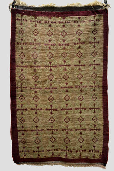 Two Konya tulus, central Anatolia, both modern, the first, flecked beige field with maroon all