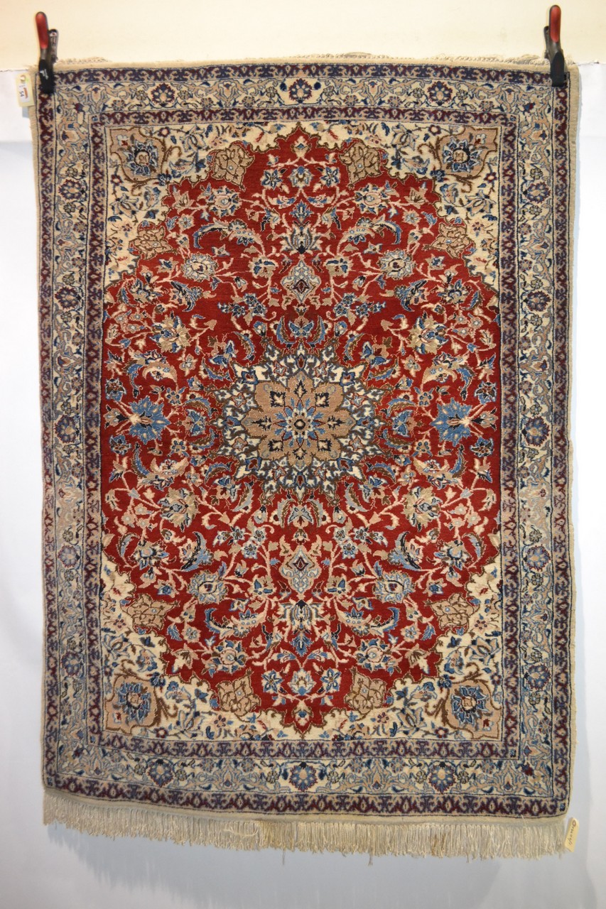 Nain part silk rug, central Persia, second half 20th century, 5ft. 6in. x 3ft. 11in. 1.68m. x 1.20m. - Image 2 of 4