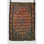 Senneh rug, Hamadan area, north west Persia, about 1930s, 5ft. x 3ft. 6in. 1.52m. x 1.07m. Overall