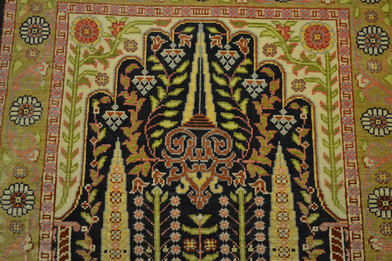 Anatolian silk prayer mat, possibly Hereke, south west Anatolia, mid-20th century, 1ft. 5in. x - Image 2 of 4