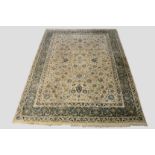 Attractive Kashan ivory field carpet, west Persia, mid-20th century, 12ft. 9in. x 9ft. 10in. 3.