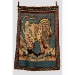 ‘The Lion Rug’. Double sided gabbeh, Fars, south west Persia, circa 1930s-40s, 6ft. 3in. x 4ft. 4in.