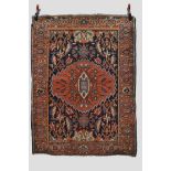 Malayer rug, north west Persia, circa 1930s, 4ft. 11in. x 3ft. 8in. 1.50m. x 1.12m. Note the two