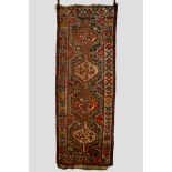 Bijar runner, herati design on a blue field, north west Persia, about 1920s, 8ft. 8in. x 3ft. 7in.