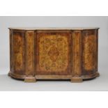 Italian Baroque-Style Burl Walnut-Veneered, Inlaid and Crossbanded Credenza, 20th century, h. 45",