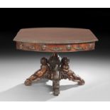 Italian Carved Walnut Wine-Tasting Table, third quarter 19th century, the top opening and