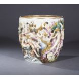 Capodimonte-Style Molded Pottery Jardiniere, 20th century, Italian, marked "R. Capodimonte,