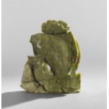 Chinese Hardstone Carving, 19th/20th century, the green and white mottled carving of a fish and a