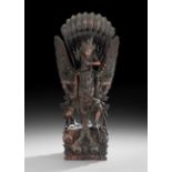 Balinese Carved Exotic Hardwood Figure of Vishnu Riding Garuda, probably 19th century, carved in the