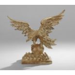 Italian Carved Wood Eagle Garniture Figure, 20th century, bird with spread wings and perched atop