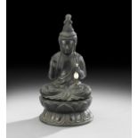 Chinese Bronze Figure of a Seated Buddha Statue, late 19th century, the bronze Avalokitesvara seated