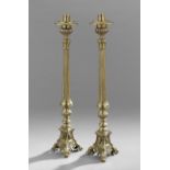 Pair of Italian-Style Brass Pricket Candlesticks, h. 21".