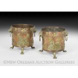 Pair of English Copper and Brass Tree Tubs in the Baronial Style, first quarter 20th century, the