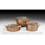 Three Pieces of French Heavy Copper Cookware, all marked "Dehillerin, Paris", 20th century,