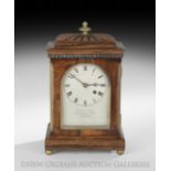 Unusually Small Regency Carved Rosewood Bracket Clock, second quarter 19th century, London, the