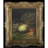 Continental School (Fourth Quarter 19th Century), "Still Life with Cabbage and Carrots", oil on