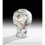 Chinese Wucai Porcelain Vase, Qing Dynasty (1644-1911), probably Kangxi reign (1662-1722), the