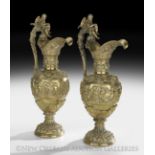 Pair of Continental Polished Bronze Ewer-Form Garnitures, ca. 1900, in the Renaissance taste,